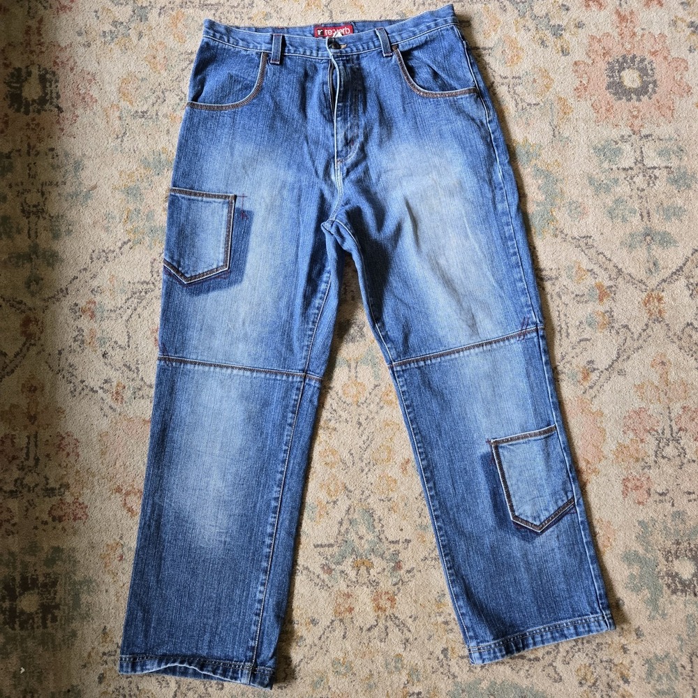 VTG Reverb Mens Jeans 34x31 90s Y2K Punk Grunge Pockets Wide Leg Baggy Skater